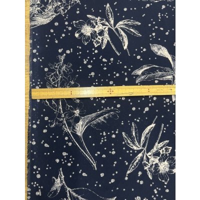 画像3: 生地：ニュービーナス糸ポリエステルデシン花柄（紺／白）