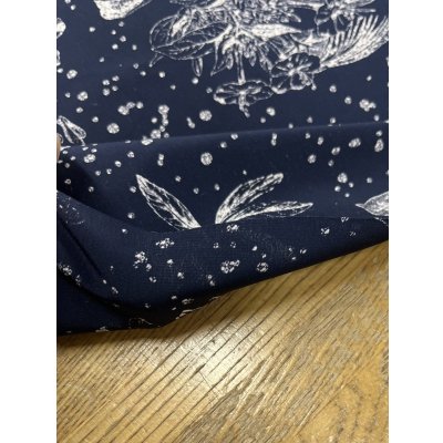 画像5: 生地：ニュービーナス糸ポリエステルデシン花柄（紺／白）