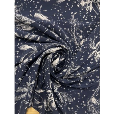 画像7: 生地：ニュービーナス糸ポリエステルデシン花柄（紺／白）