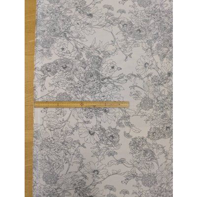 画像2: 生地：ジーナ糸ポリエステルデシン花柄（白／グレー）