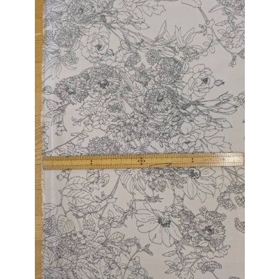 画像3: 生地：ジーナ糸ポリエステルデシン花柄（白／グレー）