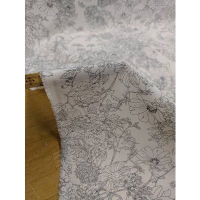 画像6: 生地：ジーナ糸ポリエステルデシン花柄（白／グレー）