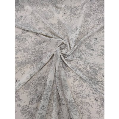 画像7: 生地：ジーナ糸ポリエステルデシン花柄（白／グレー）