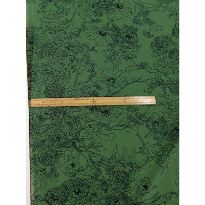 画像2: 生地：ジーナ糸ポリエステルデシン花柄（緑／黒）