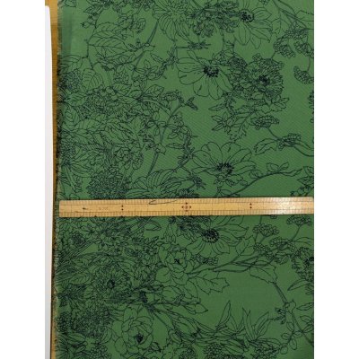 画像3: 生地：ジーナ糸ポリエステルデシン花柄（緑／黒）