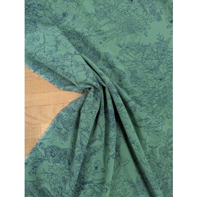 画像6: 生地：ジーナ糸ポリエステルデシン花柄（緑／黒）