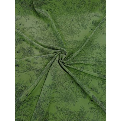 画像7: 生地：ジーナ糸ポリエステルデシン花柄（緑／黒）