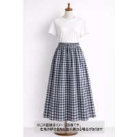 生地：綿100％先染め綿麻キャンバスチェック柄（生成×紺）