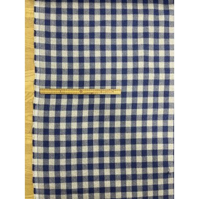 画像2: 生地：綿100％先染め綿麻キャンバスチェック柄（生成×紺）