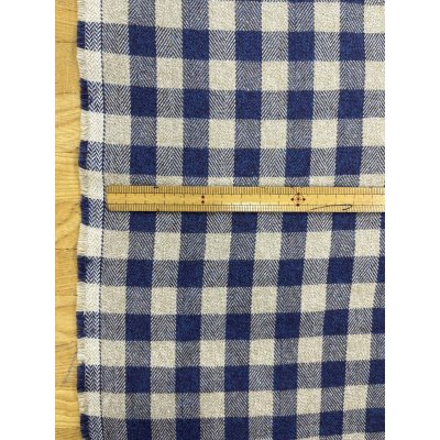 画像3: 生地：綿100％先染め綿麻キャンバスチェック柄（生成×紺）