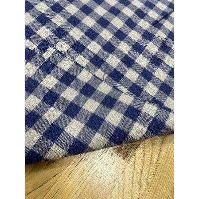 画像4: 生地：綿100％先染め綿麻キャンバスチェック柄（生成×紺）