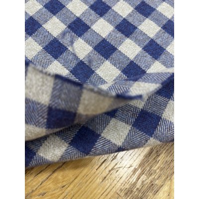 画像5: 生地：綿100％先染め綿麻キャンバスチェック柄（生成×紺）