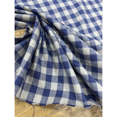 画像6: 生地：綿100％先染め綿麻キャンバスチェック柄（生成×紺）