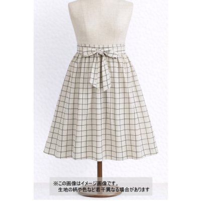 画像1: 生地：ポリエステルデシン／格子プリント（ベージュ×黒）