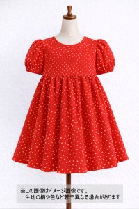 生地：ポリエステルデシン／ドットプリント（レッド×ホワイト）