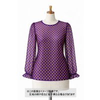 生地：ポリエステル 水玉プリントチュール（パープル×イエロー）