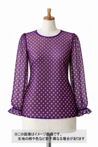 生地：ポリエステル 水玉プリントチュール（パープル×イエロー）