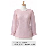 生地：ポリエステル 水玉プリントチュール（ピンク×水色）