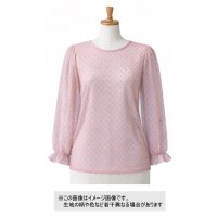 生地：ポリエステル 水玉プリントチュール（ピンク×水色）