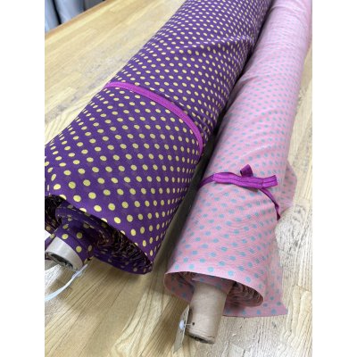 画像9: 生地：ポリエステル 水玉プリントチュール（ピンク×水色）