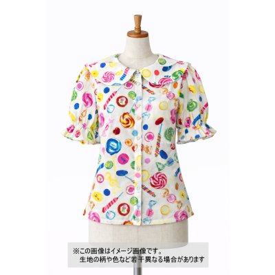 画像1: 生地：ポリエステル100％ キャンディ柄プリント（白）