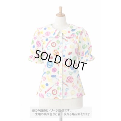 画像1: 生地：ポリエステル100％ キャンディ柄プリント（白）