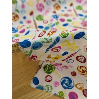 画像4: 生地：ポリエステル100％ キャンディ柄プリント（白）