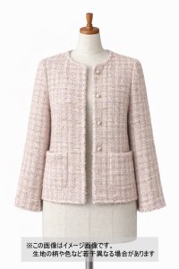 生地：コットンポリ ファンシーツイード／ざっくり編み（薄ピンク）