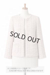 生地：コットンポリ ファンシーツイード／ざっくり編み（薄ピンク）