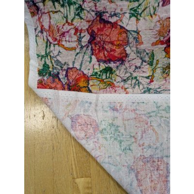 画像4: 生地：綿100％ジャガード フラワープリント（キナリ×赤×オレンジ×緑）