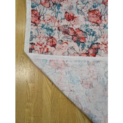 画像7: 生地：綿100％ジャガード フラワープリント（キナリ×赤×緑）