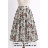 生地：綿100％ジャガード フラワープリント（キナリ×茶×緑）