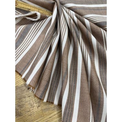 画像6: 生地：綿風ポリエステル混ストライプ（茶）