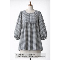 生地：綿シャーリングストレッチ 格子柄（グレージュ／紺）