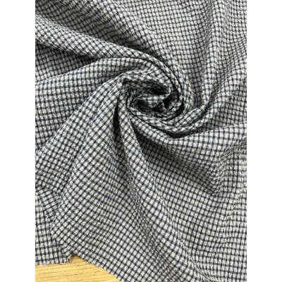 画像7: 生地：綿シャーリングストレッチ 格子柄（グレージュ／紺）