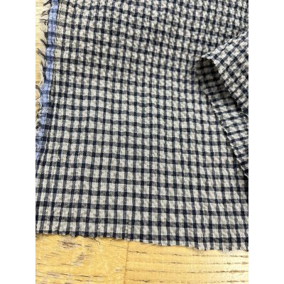 画像8: 生地：綿シャーリングストレッチ 格子柄（グレージュ／紺）