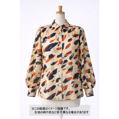 画像1: 生地：綿100％シフォンカットプリント（アイボリー）