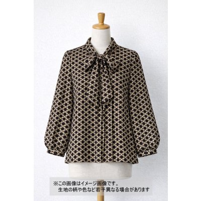 画像1: 生地：ポリエステル100％Newヴィーナスデシンリング柄（濃紺×ベージュ）