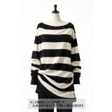 生地：ウール混太ボーダーニット（ホワイト×ブラック）