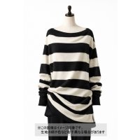 生地：ウール混太ボーダーニット（ホワイト×ブラック）