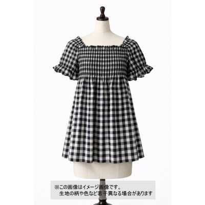 画像1: 生地：綿100％13mmブロックチェック（ブラック×オフ）