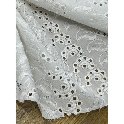 画像4: 生地：ポリ綿両耳スカラップ刺繍レース（白）