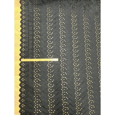 画像1: 生地：ポリ綿両耳スカラップ刺繍レース（黒）