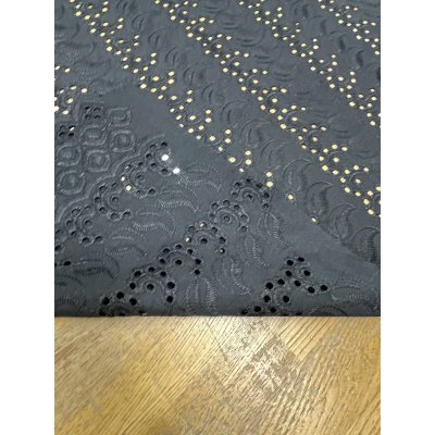 画像3: 生地：ポリ綿両耳スカラップ刺繍レース（黒）