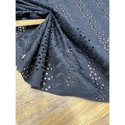 画像5: 生地：ポリ綿両耳スカラップ刺繍レース（黒）