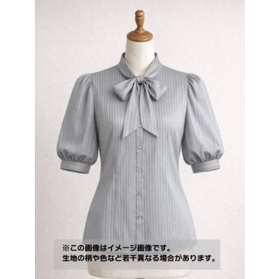 画像1: 生地：ポリストレッチサテンストライプ（グレー）