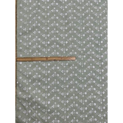 画像2: 生地：綿100％小花柄刺繍風プリント ギンガムチェック（グリーン）