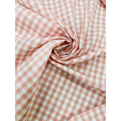 画像7: 生地：綿100％ 先染めギンガムチェック（ピーチピンク）