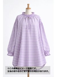 生地：綿100％ 先染めギンガムチェック（ラベンダー）