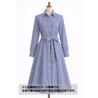 生地：綿100％ 2.5mm先染めストライプ（白／ネイビーブルー）